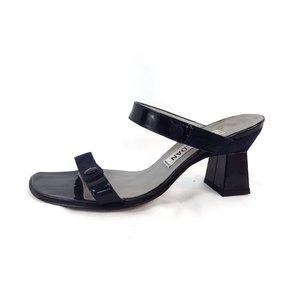 Baldan Vintage Navy Leather Strappy Slide with Square Heel EU 36 US 5.5/6